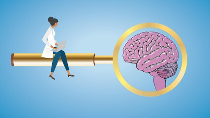 Illustration of doctor examining difference between a senior moment and dementia
